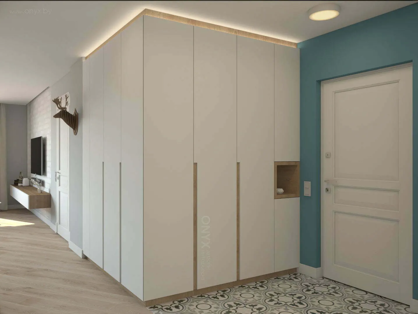 Встроенный распашной шкаф в прихожей